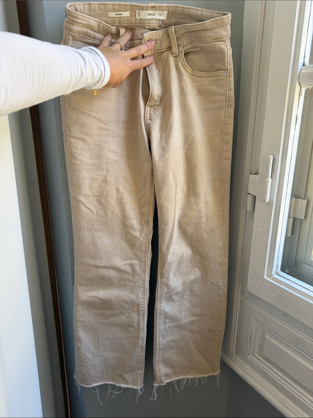 Mango Sienna Flared Cropped light beige jeans
